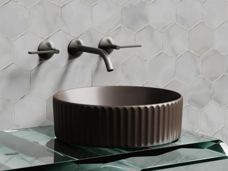 Фото раковина накладная ceramicanova element 36 см, цвет: коричневый cn6057mdb