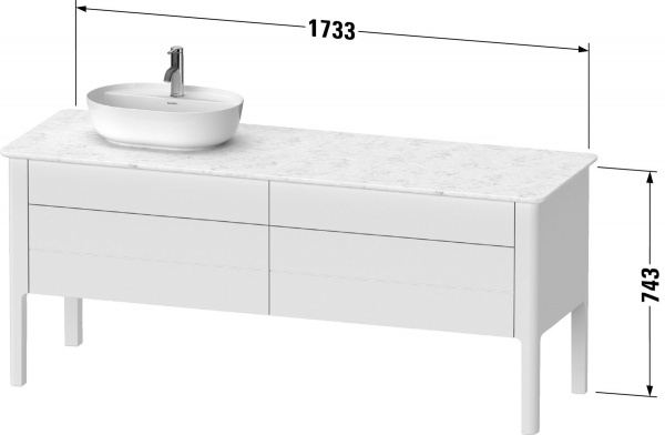 Фото тумба под раковину duravit luv 173 см, цвет: серый матовый лак lu9568l9292