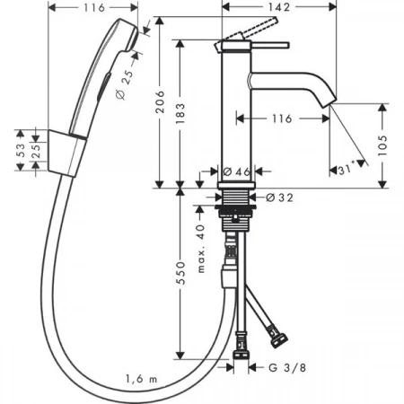 Фото смеситель для раковины hansgrohe tecturis s 73211670