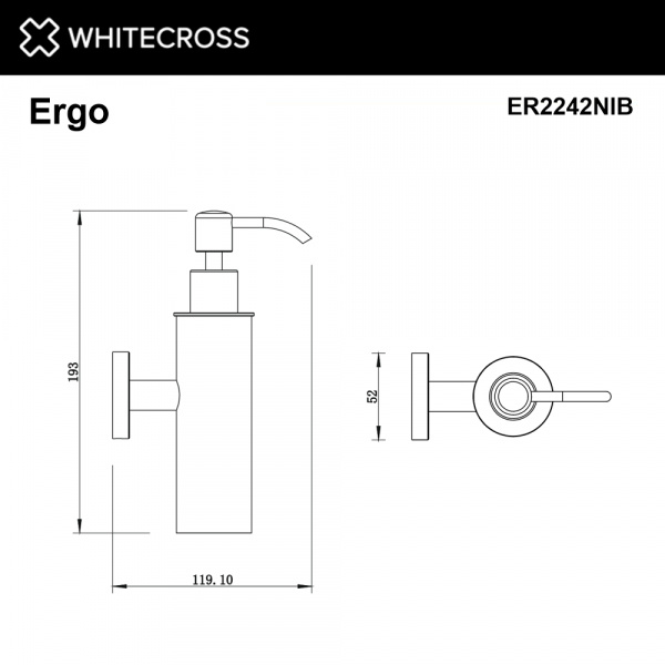 Фото дозаторы для жидкого мыла whitecross ergo er2242nib, цвет: никель брашированный