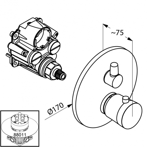Фото встраиваемый термостатический смеситель для душа kludi balance 528350575