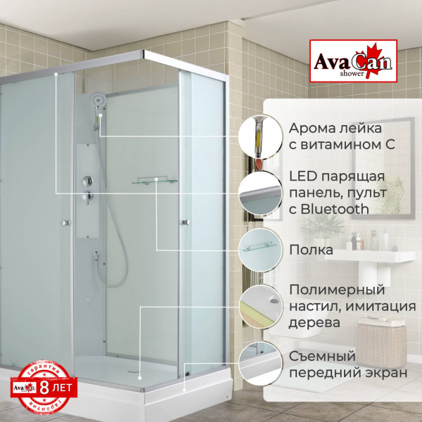 Фото душевая кабина avacan ck2911n 110x90 см без крыши