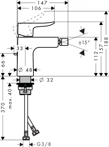 Фото смеситель для биде hansgrohe metris 31280000