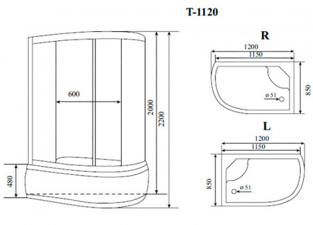 Фото душевая кабина timo comfort t-1120 l 120x85 см