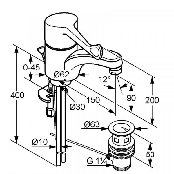 Фото смеситель для раковины kludi medi care 341150524