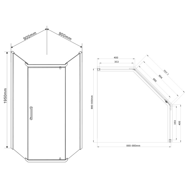 Фото душевой уголок vincea stresa 90x90 см vsp-1s900clb