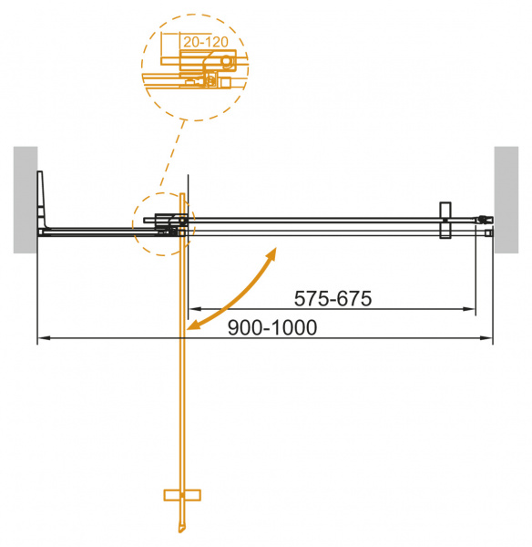 Фото душевая дверь cezares slider slider-b-1-90/100-grigio-cr 90 см