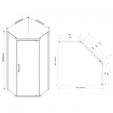 Фото душевой уголок vincea stresa 100x100 см vsp-1s100clb